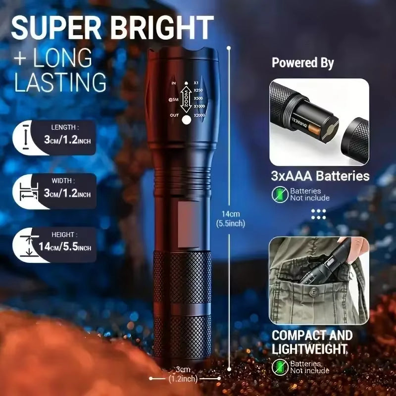 High Power LED Tactical Flashlight 5-Mode Waterproof