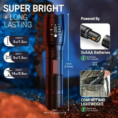 High Power LED Tactical Flashlight 5-Mode Waterproof