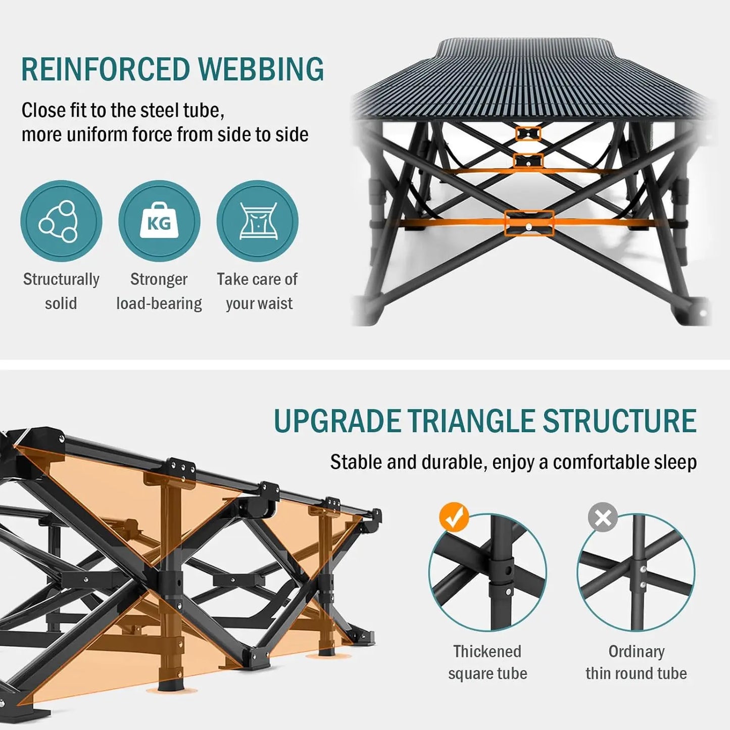 Folding Bed with Cushion, Portable Sleeping Bed And Carry Bag