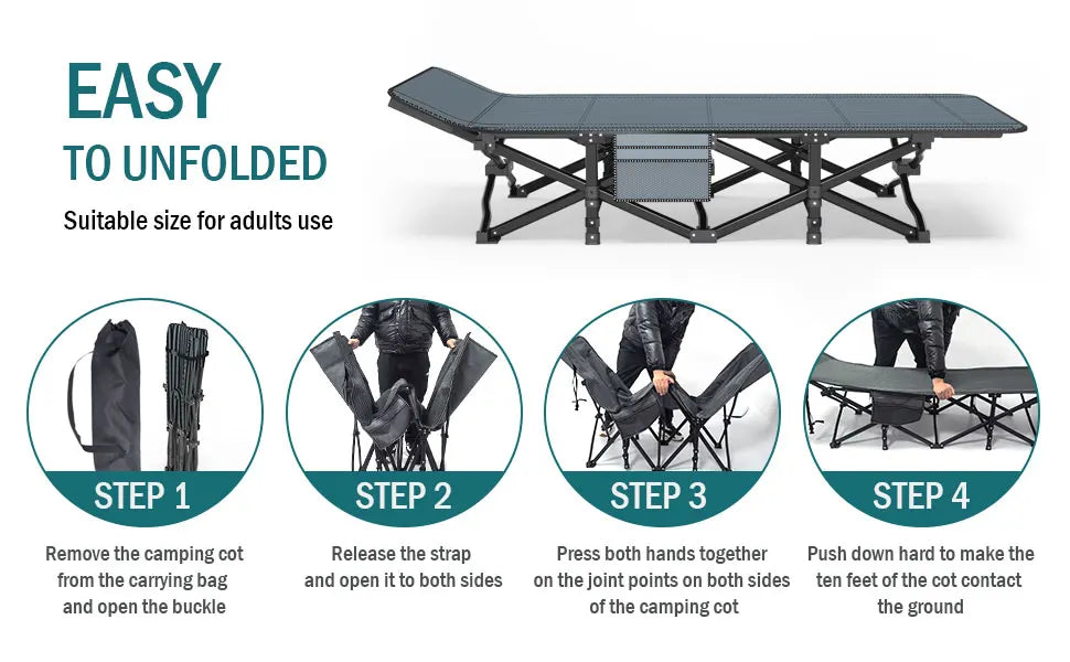 Folding Bed with Cushion, Portable Sleeping Bed And Carry Bag